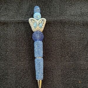 Sparkling Blue Crystal Butterfly Pen - Blue